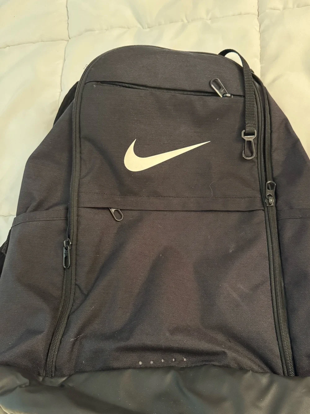 Nike Men's Black Backpack with White Swoosh